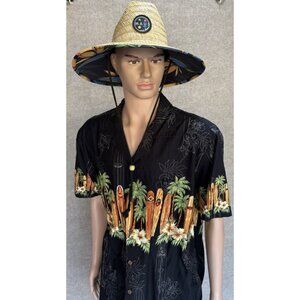 Hawaiian Men's XXL Shirt Cotton Reserve Collection Surfboard Palm Tree Flower